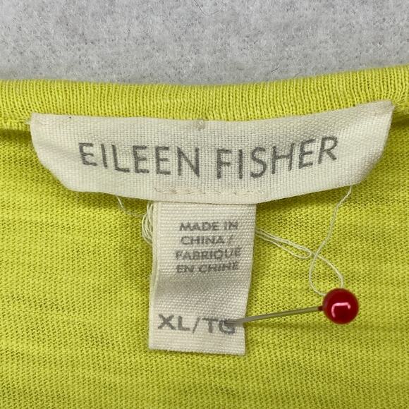 EILEEN FISHER Top XL Slub Organic Cotton Jersey Scoop Neck Dolman Sleeve Yellow - Picture 5 of 14